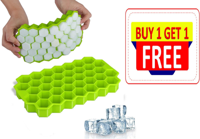 DEALBOOTH Silicon ice cube tray honeycomb design flexible reusable mould Multicolor Silicone Ice Cube Tray(Pack of2)
