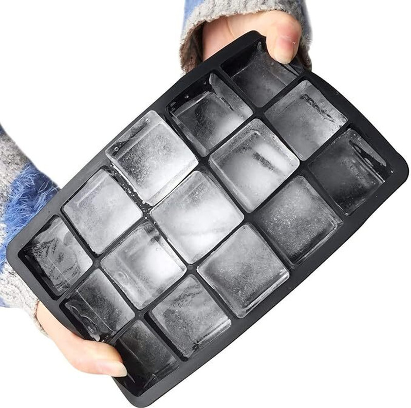 JBM ENTERPRISE Ice Cube Tray, 15 Cavities Ice Tray For making ice, ice candies or chocolate Black Silicone Ice Cube Tray(Pack of1)