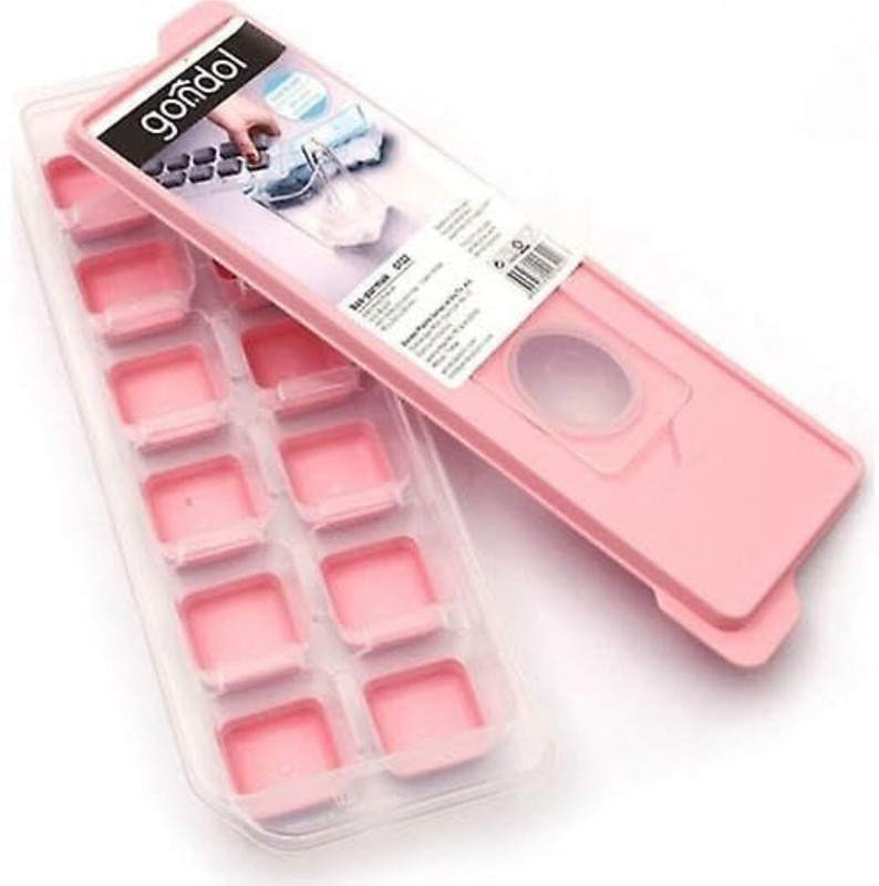Calldrishe Ice Cube Tray for Ice Cube Freezer Removable Plastic Lid (Square Shape) Pink Plastic Ice Cube Tray(Pack of1)