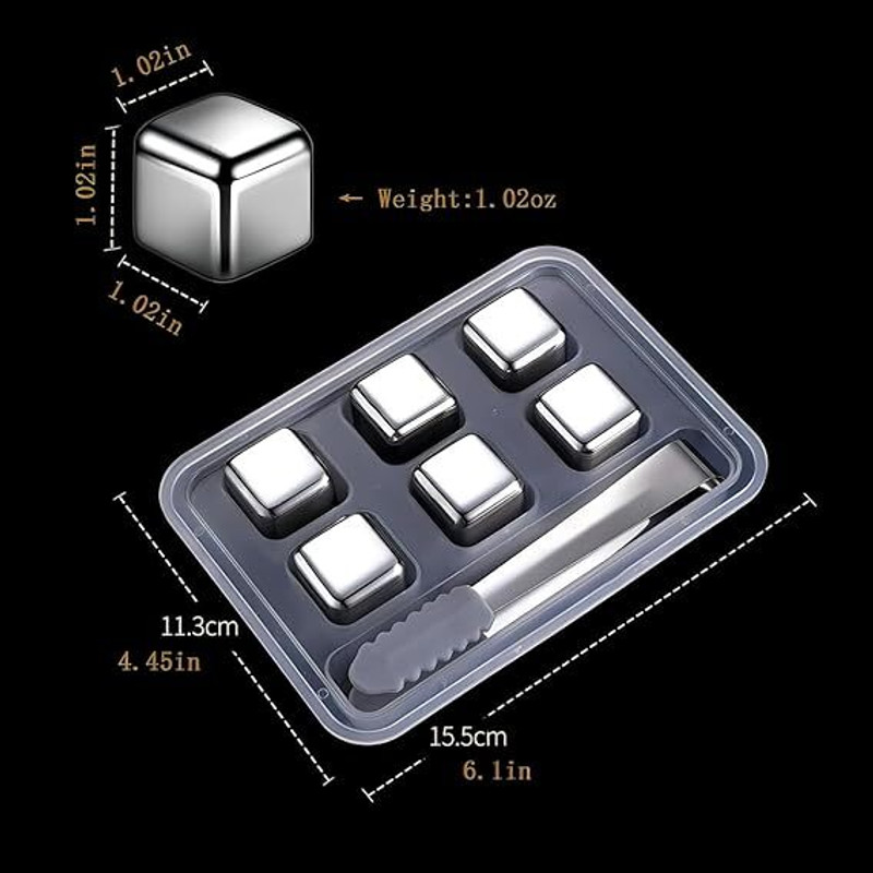 VARIYAENTERPRISE28 6 Pcs Stainless Steel Whiskey Stones Ice Cubes Steel Steel Ice Cube Tray(Pack of1)
