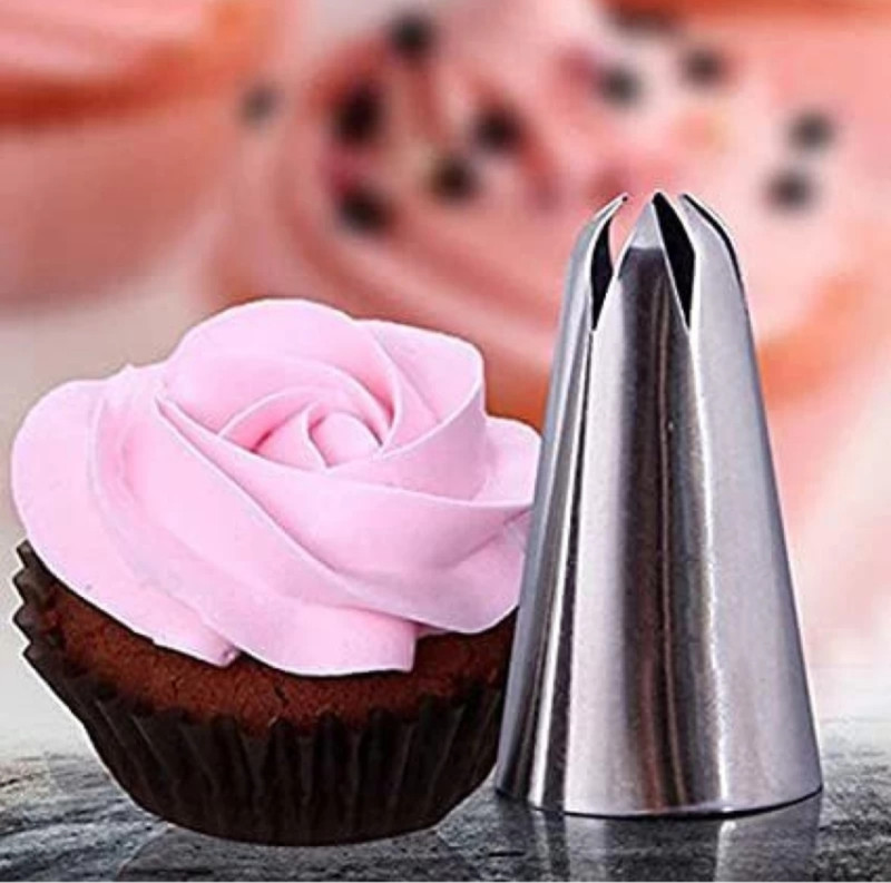 Rvs fantastikitchen store 6B Nozzle (Pack of 2) Stainless Steel Round Icing Nozzle(Silver Pack of 2)
