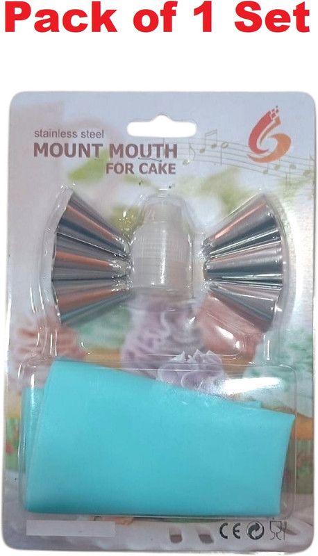 Sigaram Stainless Steel Nozzle Set with Piping Bag for Cakes, Cupcakes & Cookies K5121 Silicone Quick Flower Icing Nozzle(Multicolor Pack of 21)