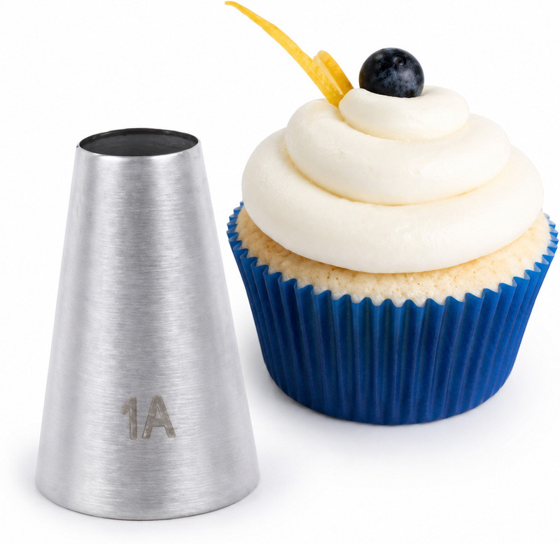 Yupik 1A Round Piping Nozzle |Cake Decorating Tool Steel Round Icing Nozzle(Silver Pack of 1)
