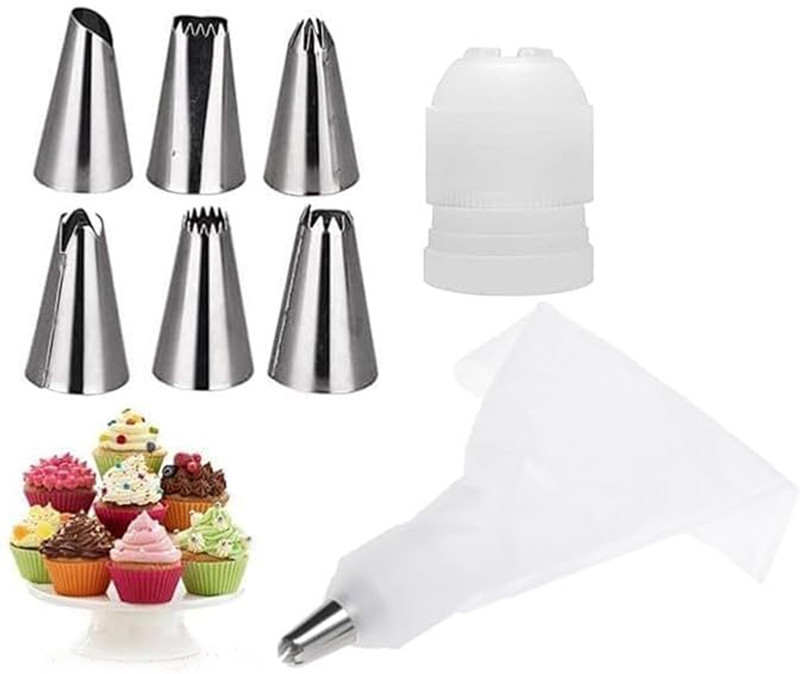 NiyaraEnt 12 Pcs cake Decorating Set ,Frosting, Icing, Piping Bag ,Tips with Steel Nozzles Steel Multi-opening Icing Nozzle Steel Multi-opening Icing Nozzle(Steel, White Pack of 12)
