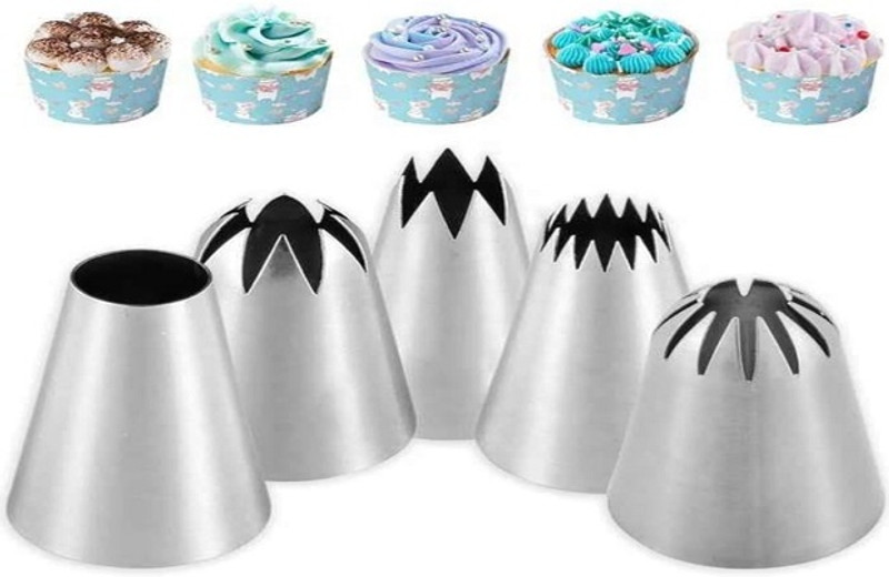 Rvs fantastikitchen store RVs 2F Nozzle DIY Cream Rose Flower Piping Nozzles /Stainless Steel Stainless Steel Petal Icing Nozzle(Silver Pack of 1)