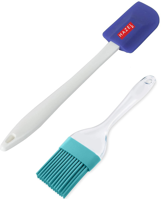 HAZEL Silicone Spatula with Handle & Silicone Baking Brush Cake Decoration Icing Set(Set of 2)