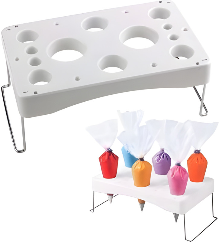 Brezleen Cake Decorating Piping Icing Nozzles Pastry Bag Tube Holder Tray Stand Tool Cake Decoration Icing Set(Set of 2)