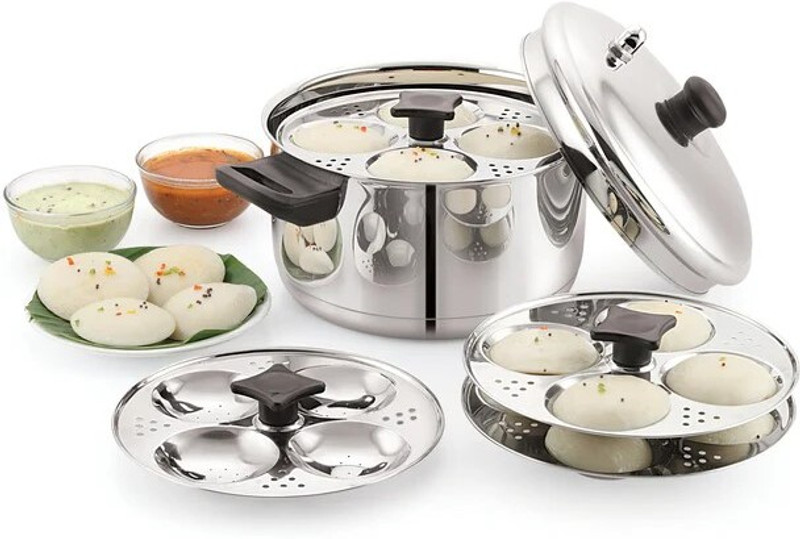 sonu Stainless Steel Idly Cooker, 6 Plates with Micro Holes, Triply Base, Induction & Standard Idli Maker(6 Plates , 24 Idlis )