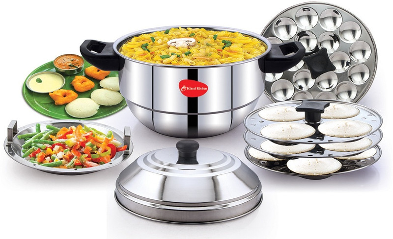 Klassi Kichen Induction & Standard Idli Maker With 3 Idli Plates,1 Dhokla,Steamer Plate Induction & Standard Idli Maker(5 Plates , 12 Idlis )
