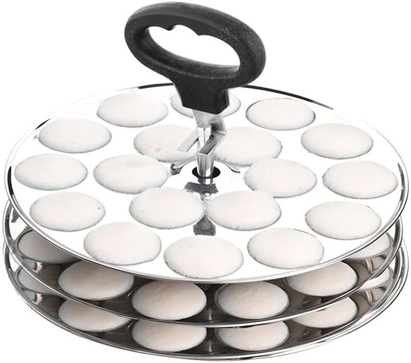 AadiVeer Premium Stainless Steel Mini Idli Plates | Mini idli Maker With Lifter Standard Idli Maker(3 Plates , 54 Idlis )