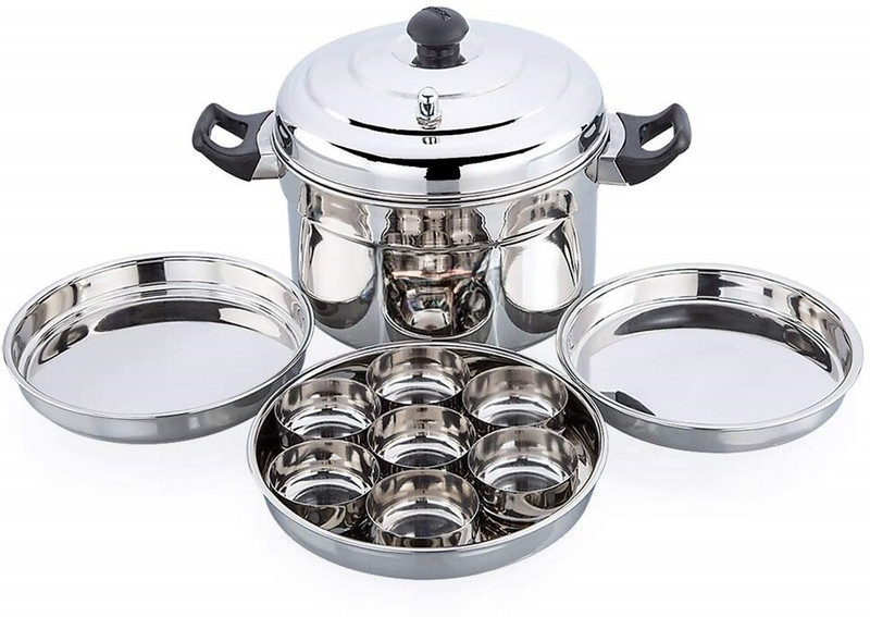 Onions Expresso Stainless Steel Dhokla Maker & Steamer Set | Multipurpose Dhokla Cooker Standard Idli Maker(3 Plates , 7 Idlis )