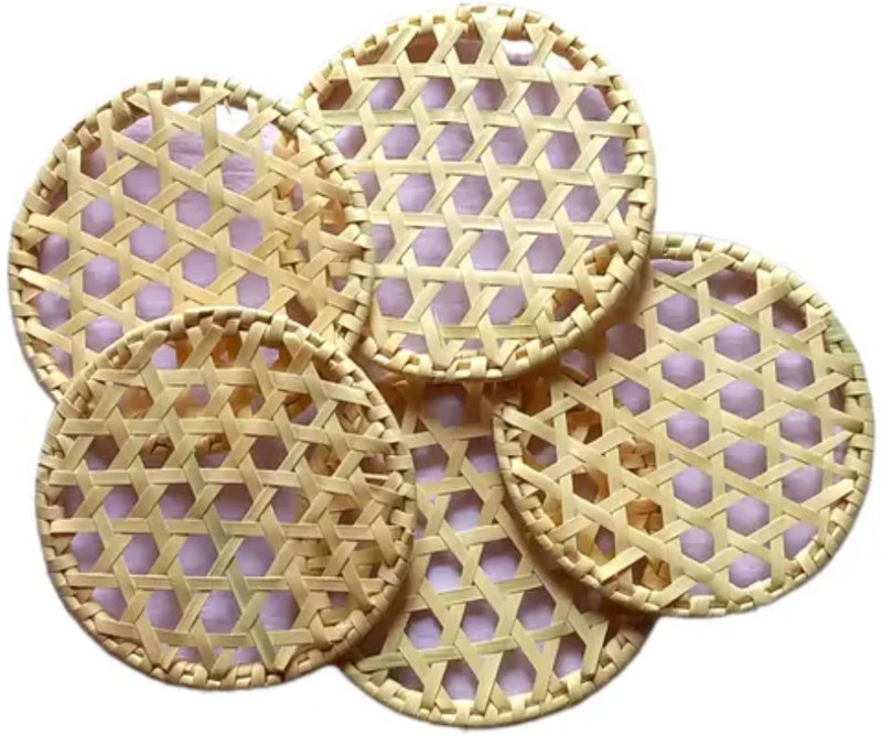 MCC Traditional Steamer Plates, Natural Woven Serving Trays,Setof 5 Idiyappam Plates Standard Idli Maker(5 Plates , 5 Idlis )