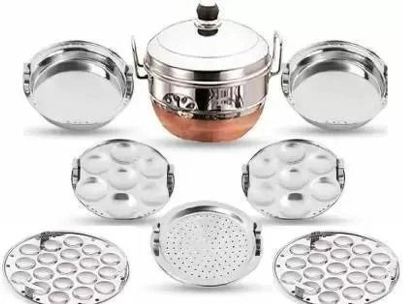 Sambhavnath Multi Kadai Idli Make Dhokla & Patra Plates Idli Maker (7 Plates ,14Idlis) Standard Idli Maker(5 Plates , 14 Idlis )