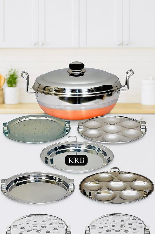 KRB KRB,All In One 7 Plates Steel Idli Maker / Idli Cookar / Idli Kadhai Steel Standard Idli Maker(7 Plates , 14 Idlis )