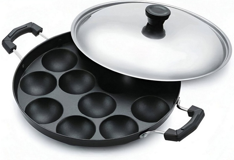 Masox Store Non-Stick 12 Cavity Handle Paniarakkal Idli Litti Batti Maker with Lid IK-209 Standard Idli Maker(1 Plates , 12 Idlis )