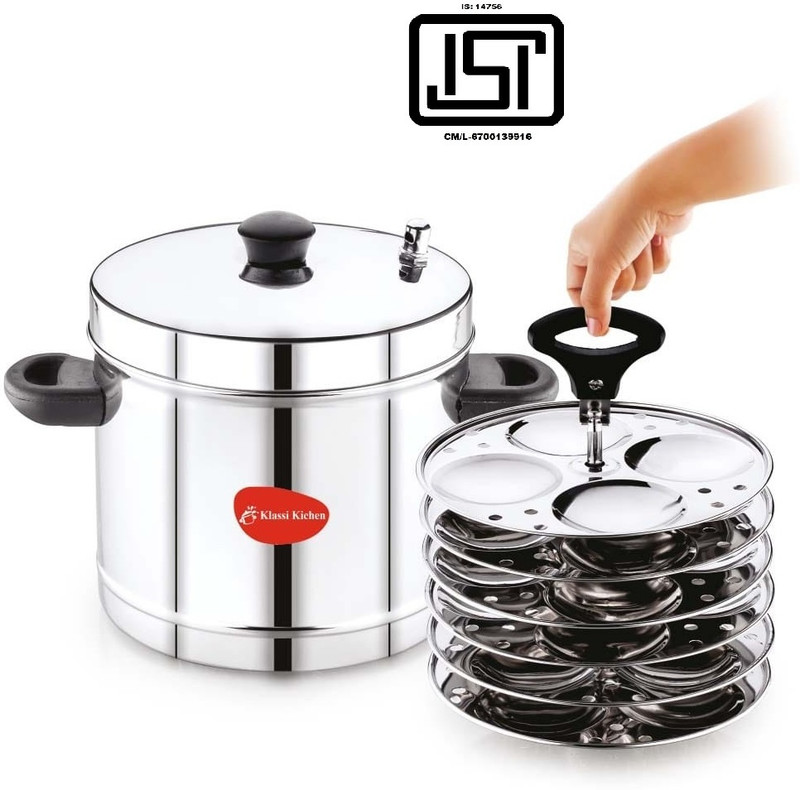 Flipkart SmartBuy Stainless Steel 6 Plates Silver Idly Cooker ,Induction and Gas Stove Compatible Induction & Standard Idli Maker(6 Plates , 24 Idlis )
