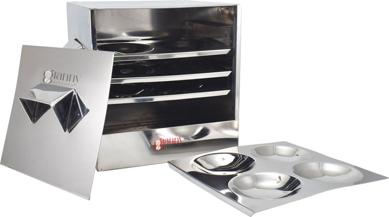 Granny Kitchen Stainless Steel Idli Cooker Box | 4 Plate Sqaure Idli Maker for Home Use Induction & Standard Idli Maker(4 Plates , 16 Idlis )
