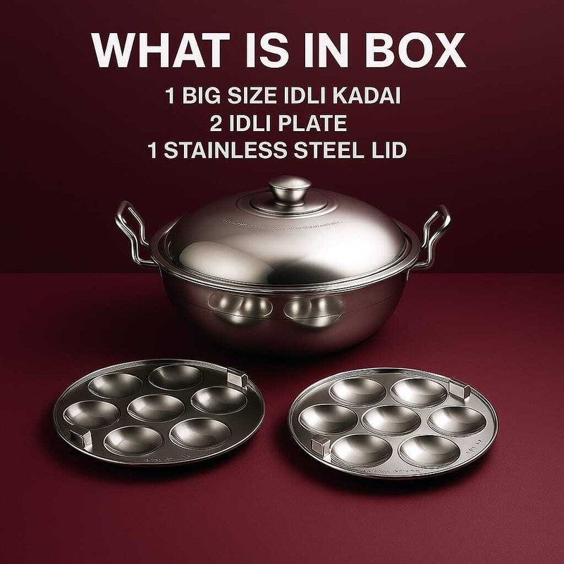 SARANJI SARANJI STAINLESS STEEL IDLI MAKER MULTIKADAI HEAVY 22GAUGE (2PLATES, 14IDLIS) Standard Idli Maker(2 Plates , 14 Idlis )