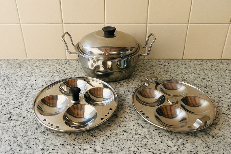 KRB KRB 4 Cavity Stainless Steel Idli Maker (Silver, Gas Stove Compatible) Standard Idli Maker(2 Plates , 8 Idlis )