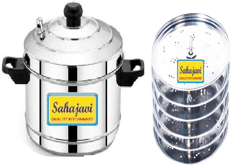 sahajavi SAHAJAVI-SS COOKER SET WITH 4 DOKLA/PLATE IDLI PLATE/THATTU IDLI PLATE Induction & Standard Idli Maker(4 Plates , 4 Idlis )