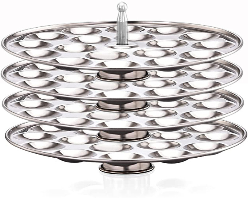 Prithi Home's and Kitchen Stainless Steel Mini Idly Maker/Stand with Bakelite knob Induction & Standard Idli Maker(3 Plates , 54 Idlis )
