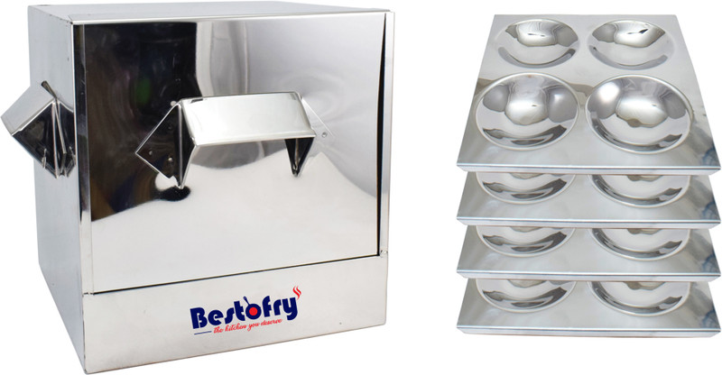 Bestofry Stainless Steel Idli Steamer 4 Plates Makes 16 Idlis Gas & Induction Compatible Induction & Standard Idli Maker(4 Plates , 16 Idlis )