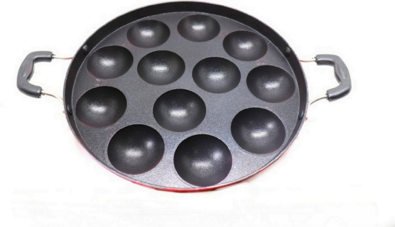 Masox Store Appam Patra Paniyarakkal Paniyaram Pan Pan Cake Maker Appam Maker Ponganal Maker Pot 23 cm diameter 0.125 L capacity with Lid(Aluminium, Non-stick)