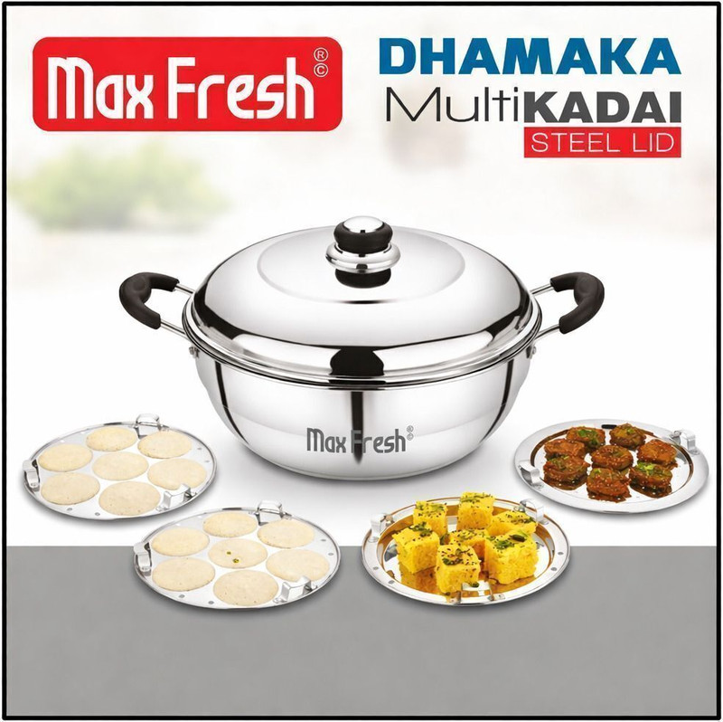 MAXFRESH multi kadai idli dhokla momos steamer Standard Idli Maker(4 Plates , 14 Idlis )