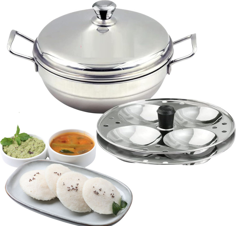 MITHALI Kadai with 2 Idli Plate (8 Idlis) Induction Idli Maker Induction Idli Maker(2 Plates , 4 Idlis )