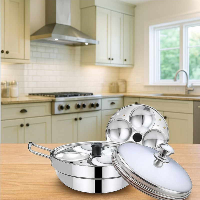 KRB KRB,Stainless Steel Idli cooker 2 idli plates and High Polished Bottom Kadai Induction & Standard Idli Maker(2 Plates , 8 Idlis )