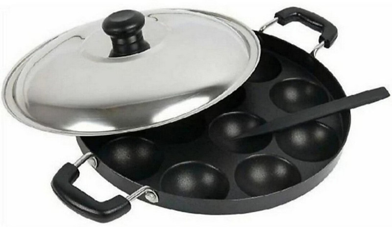 RBGIIT Non-Stick 12 Cavity Appam Patra/Paddu Maker Ponganal Maker Paniarakkal with Lid Standard Idli Maker(1 Plates , 12 Idlis )