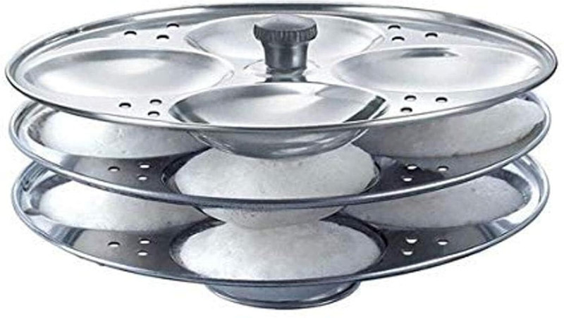 VDNSI Stainless Steel Non Stick Idli Plate,Idly Pot,Idly stand Induction & Standard Idli Maker(3 Plates , 12 Idlis )