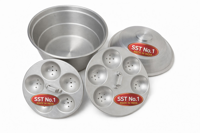 SST Aluminium Idli Pot Lightweight Perfect for Fluffy Idlis|2idli plates |11 idlies Induction & Standard Idli Maker(2 Plates , 11 Idlis )