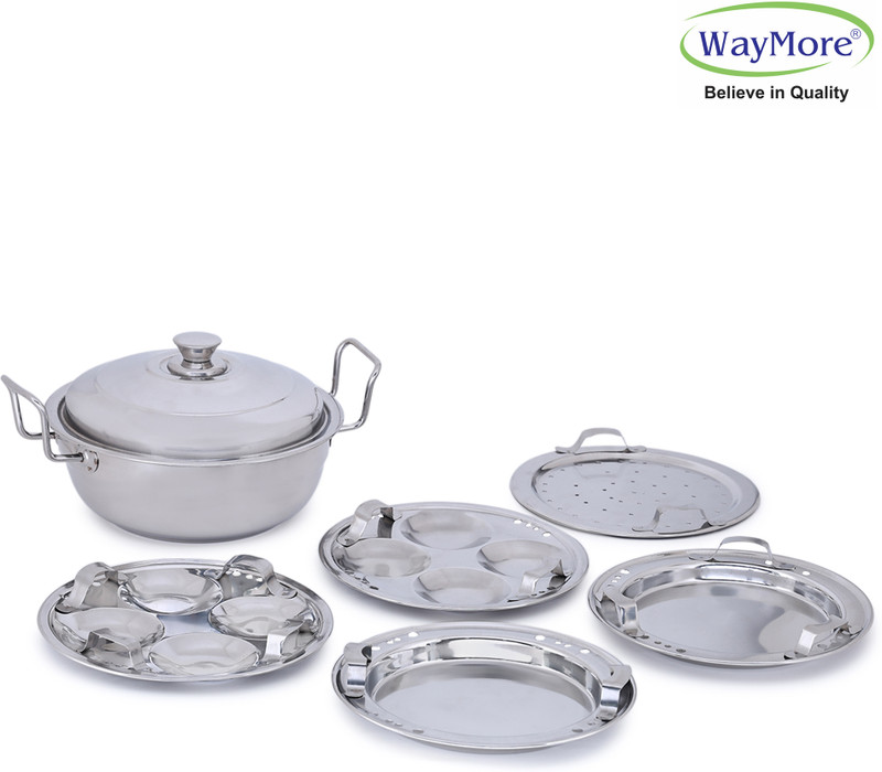 WAYMORE S.S. Mini Multi Kadai 2 Idli | 2 Dhokla | 1 Patra, Momo’s Maker Induction & Standard Idli Maker(5 Plates , 8 Idlis )