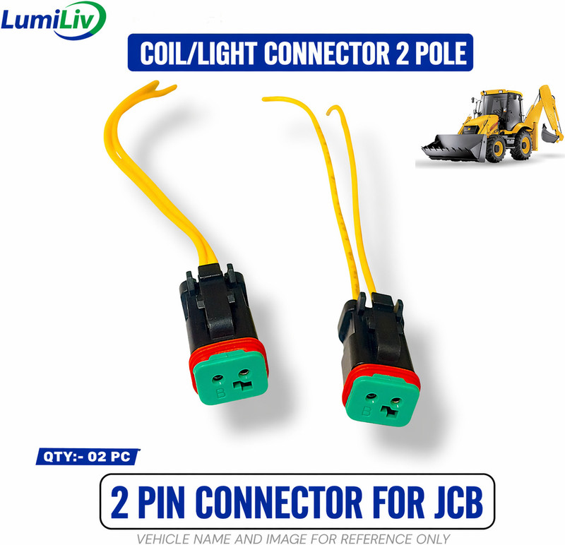 LumiLiv 2 Pin Connector for JCB 3DX|Coil/Light Connector 2 Pole|Heavy Duty (Pack of 2) Ignition Coil Bracket