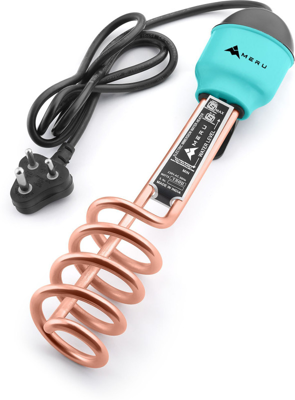 Meru HOTBLAZE 1500W Water Heater Immersion Rod |DOUBLE ISI Certified 1500 W Shock Proof Immersion Heater Rod(Rapid Heating Coil Technology, Extra Long Wire, 1 Year Replacement Warranty)