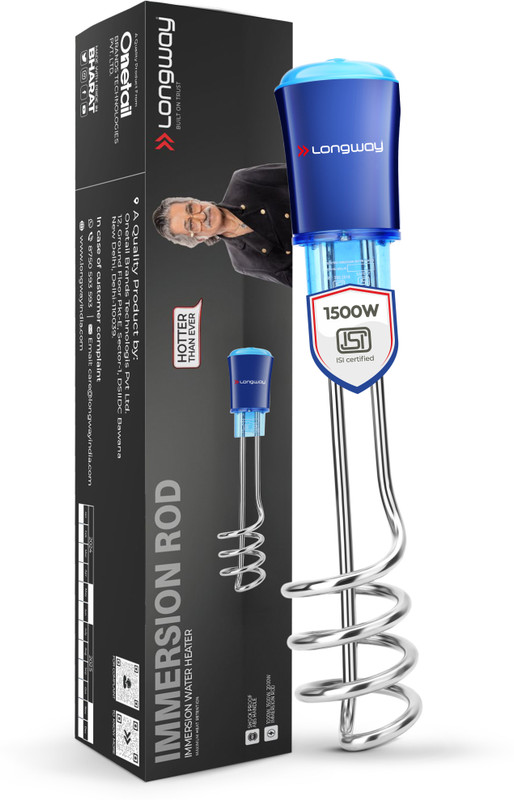 Longway LWIR01 Heavy Element with Nickel Coated | Instant Fast Heating | ISI Certified 2000 W Shock Proof Immersion Heater Rod(Water)