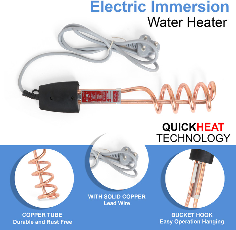 UGC ISI Certified 100% Copper Nickel Plated 2000 W Shock Proof Immersion Heater Rod(Water, Oil)