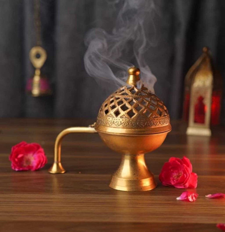 CLICKNECT Premium Purifying Brass Dhuna Loban Burner Brass Fruit & Vegetable Basket(Gold)