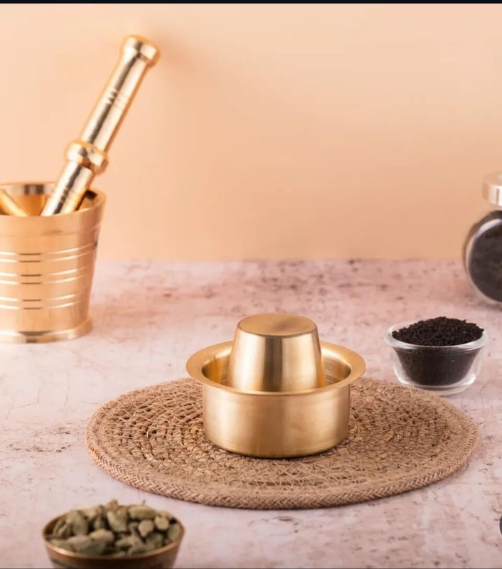 METAL BAZAAR Brass Handmade Coffee Filter Dabra Set| Traditional Brass Coffee Serving Set| Indian Coffee Filter(160 ml)
