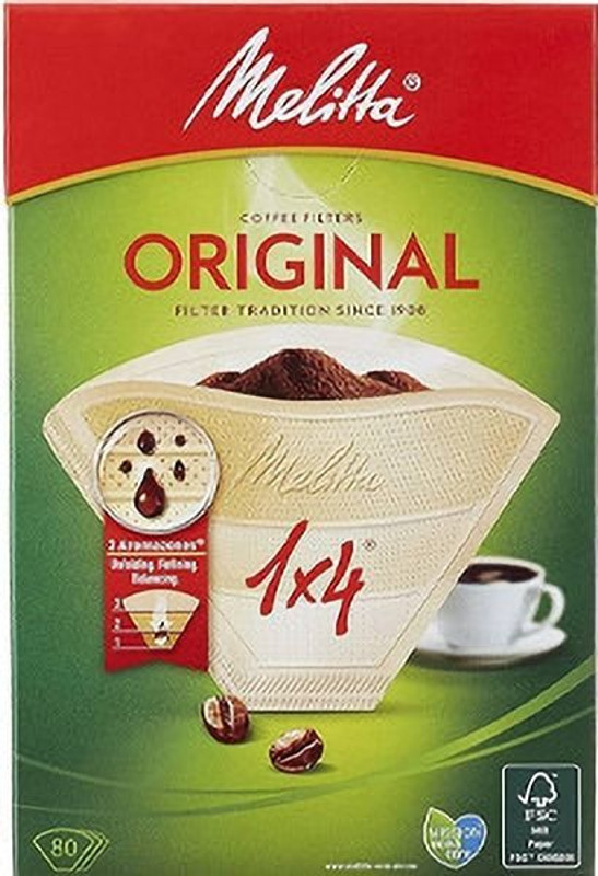 Melitta Coffee Filter Paper, Size 1x4 Pack of 80, 2 Cups Coffee Maker (Brown) Indian Coffee Filter(50 ml)