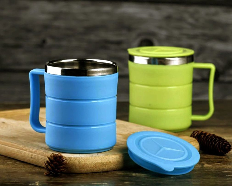 Visionecommerce Thermal Coffee Mug – Stainless Steel Coffee Mugs (Multicolor) pack of -1 Indian Coffee Filter(400 ml)