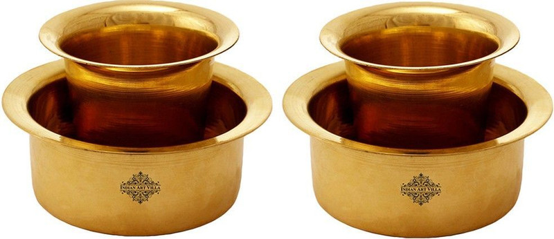 IndianArtVilla Brass Coffee Filter Davara Coffee Maker , Home Hotel Restaurant, 175 ML, Gold, Set of 4 Indian Coffee Filter(175 ml)