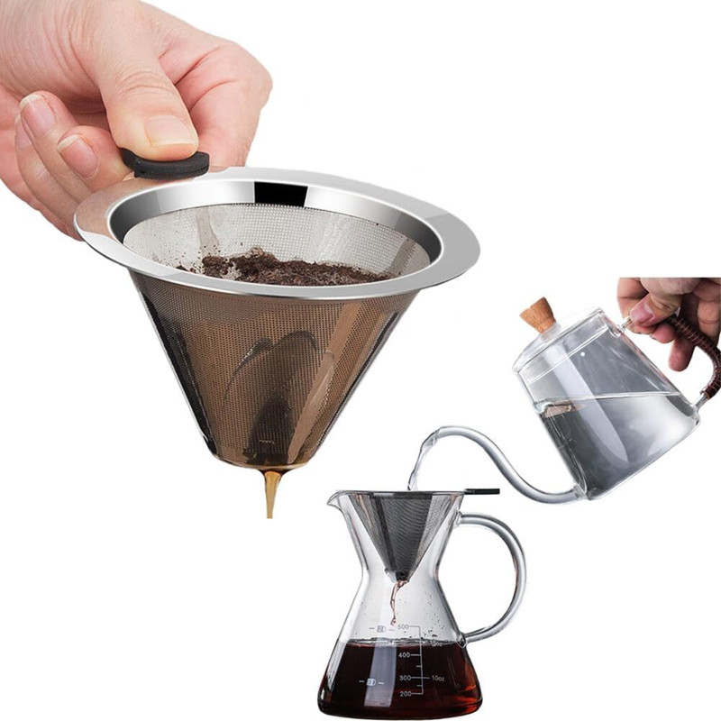 VATTU Stainless Steel Coffee Dripper Reusable Filter with Handle Durable Coffee Maker Indian Coffee Filter(0 ml)