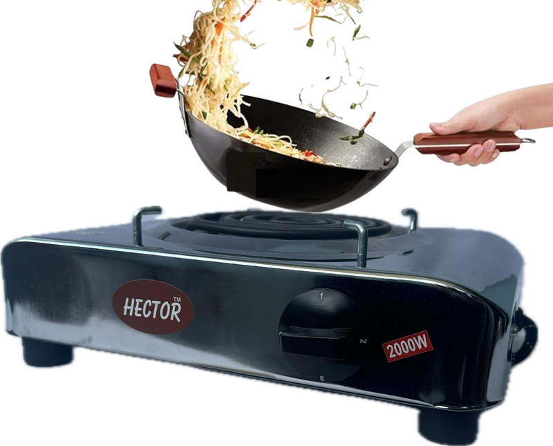 Hector 2000 W Radiant Cooktop Jog Dial(Silver, Banglore Stainless Steel 2000 Watt Coil Electric Stove Electric Cooking Heater)