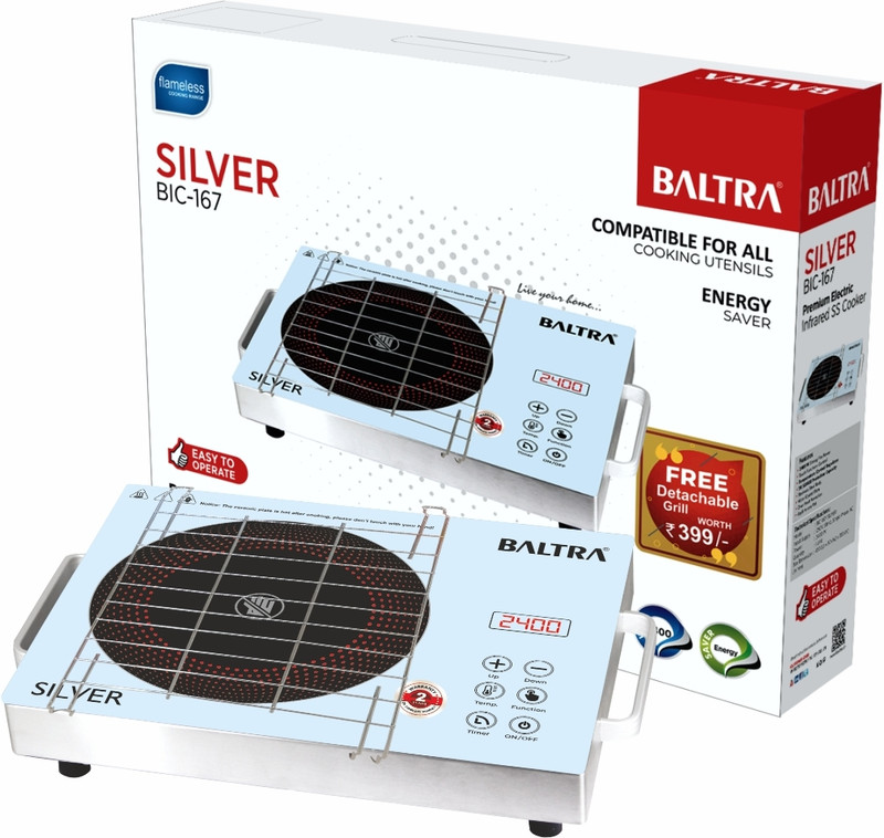 Baltra 2400 W Infrared Cooktop Touch Panel(Silver, Maxima-BIC-164)