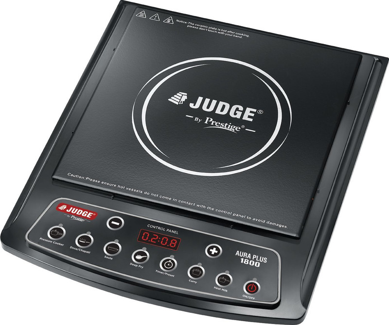 Judge 1800 W Induction Cooktop Push Button(Black, Aura Plus Multiple Indian Menu Option|Convenient Timer Function)