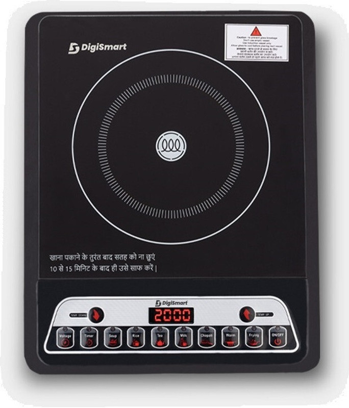 DIGISMART 2000 W Induction Cooktop Push Button(Black, Induction Cooktop Indian Menu Option Automatic power & temperature adjustment)