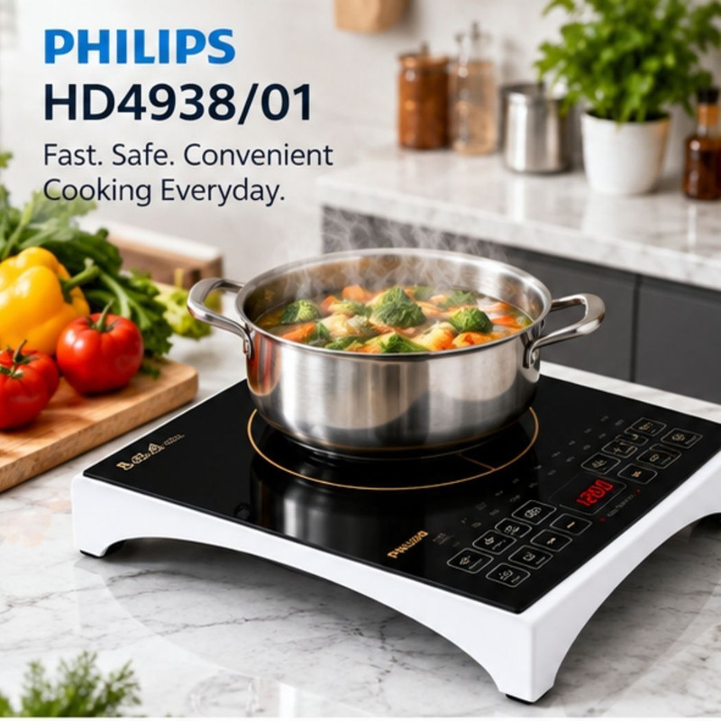 PHILIPS 2100 W Induction Cooktop Touch Panel(Black, HD4938/01)