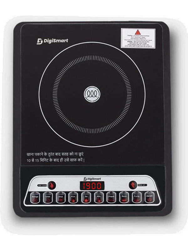 DIGISMART 1900 W Induction Cooktop Push Button(Black, Induction Cooktop Indian Menu Option Automatic power & temperature adjustment)